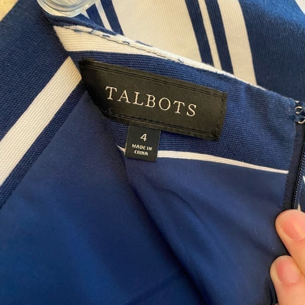 Talbots Blue/White Striped Canvas A-Line Zip Up Back Skirt Size 4 - Picture 4 of 5